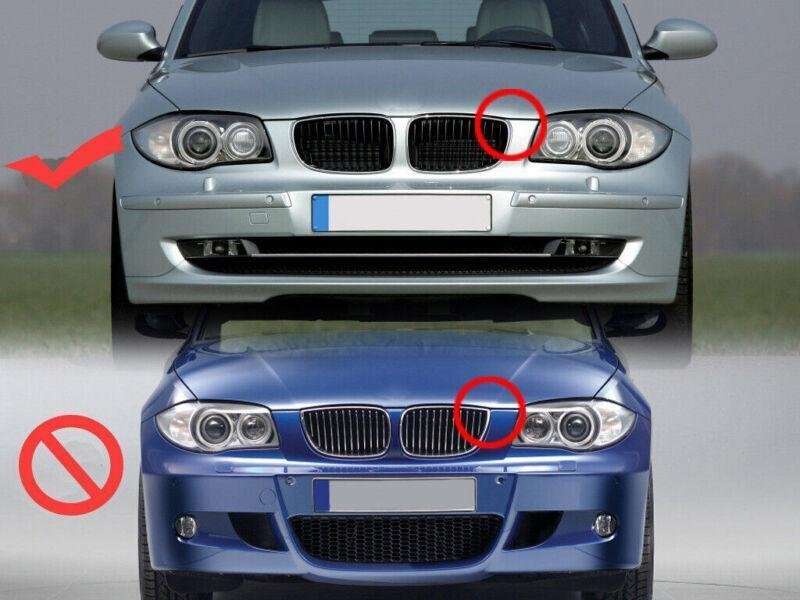 2X/Set Shiny Black Dual Slat Front Grille Fit for BMW 1 Series E87 E82 E88 Grill