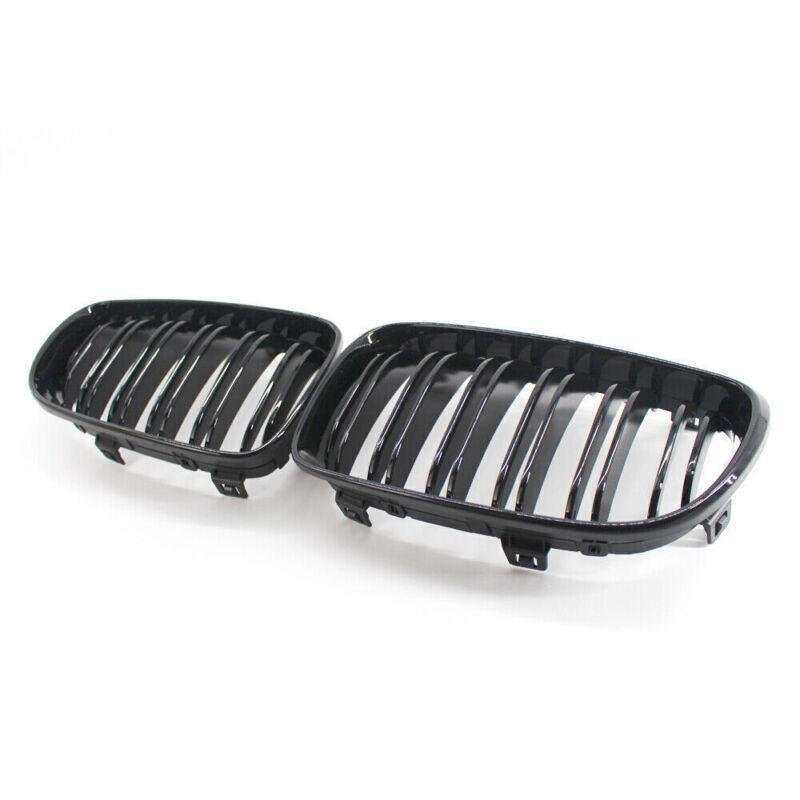 2X/Set Shiny Black Dual Slat Front Grille Fit for BMW 1 Series E87 E82 E88 Grill