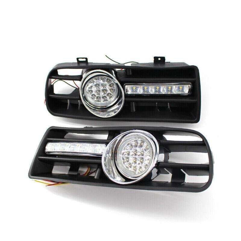 Front Bumper Grill LED Fog Light Grille With LED DRL Lamp for VW Golf MK4 97-03