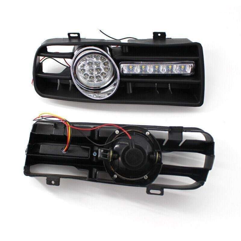 Front Bumper Grill LED Fog Light Grille With LED DRL Lamp for VW Golf MK4 97-03