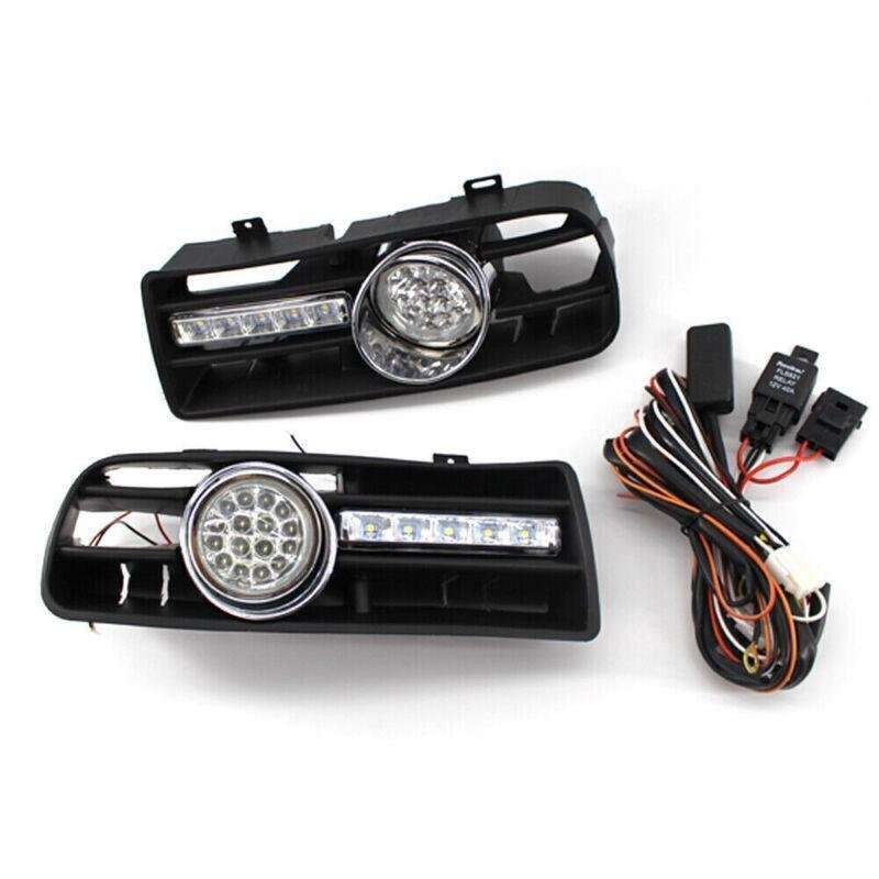 Front Bumper Grill LED Fog Light Grille With LED DRL Lamp for VW Golf MK4 97-03