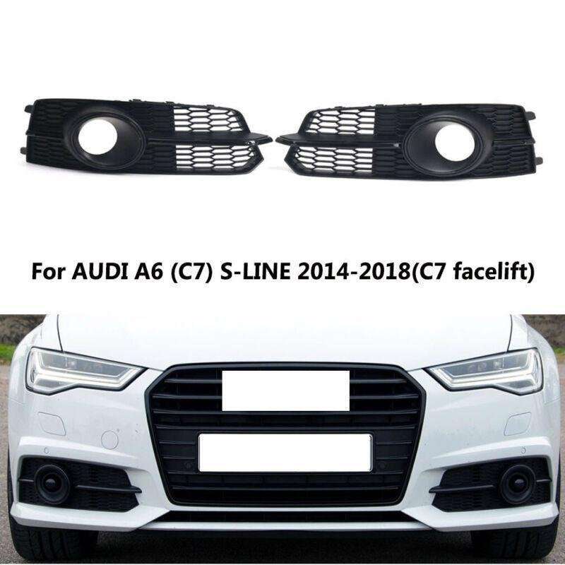 Front Bumper Fog Light Grille Cover For Audi A6 C7 S-LINE 14-18 C7 facelift Pair