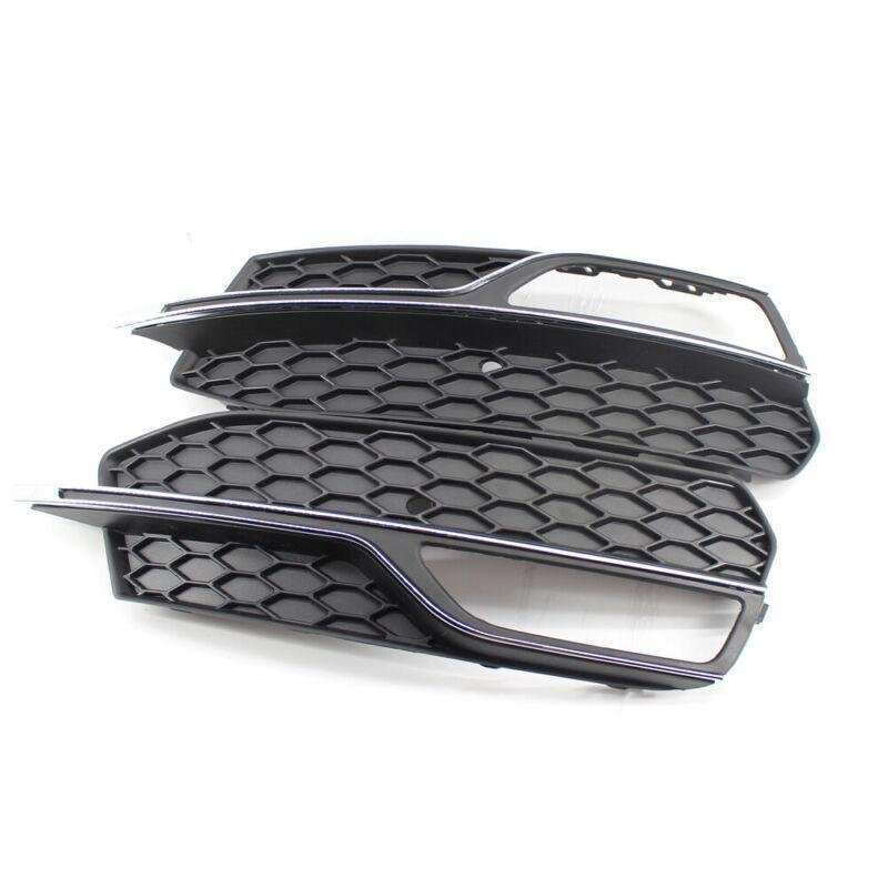 Fit For Audi A3 S3 S-Line 14-16 Pair of Bumper Fog Light Chrome Grill Grille