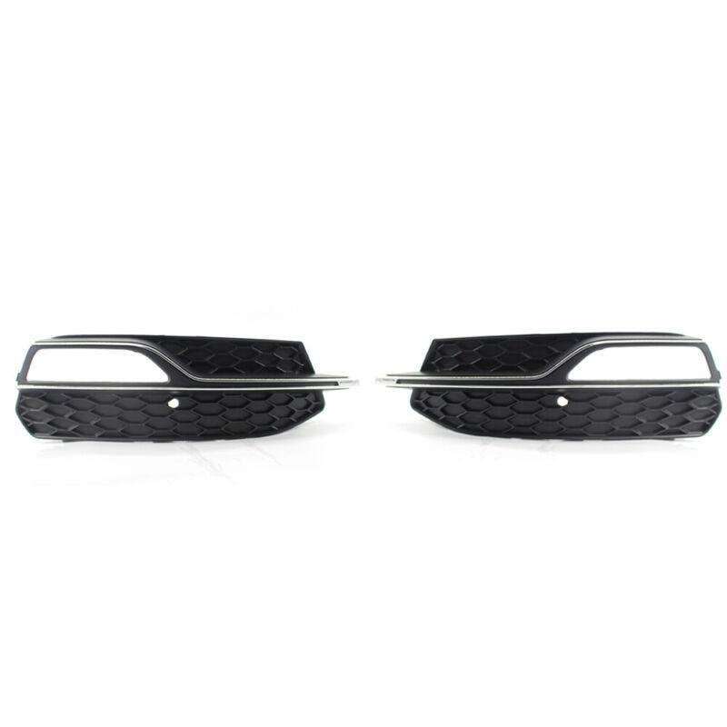 Fit For Audi A3 S3 S-Line 14-16 Pair of Bumper Fog Light Chrome Grill Grille