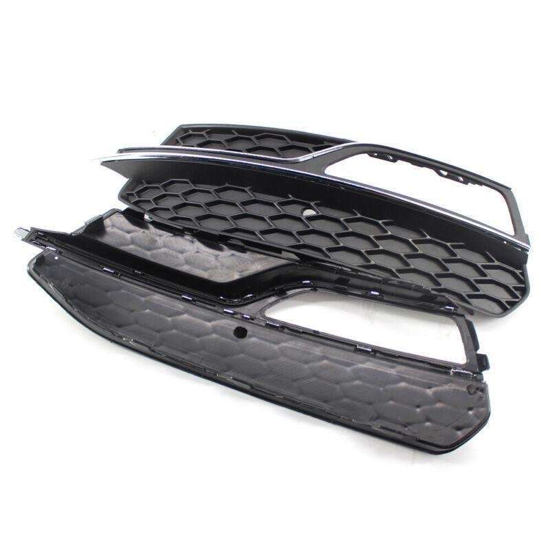 Fit For Audi A3 S3 S-Line 14-16 Pair of Bumper Fog Light Chrome Grill Grille