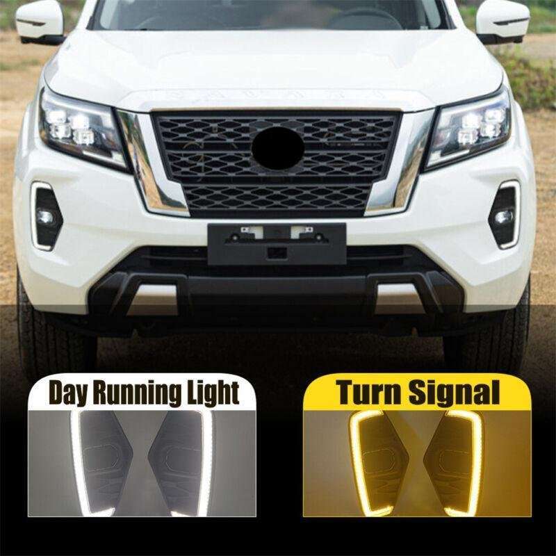 Pair Daytime Running Light LED Fog Head Lamp DRL For Navara NP300 20-21