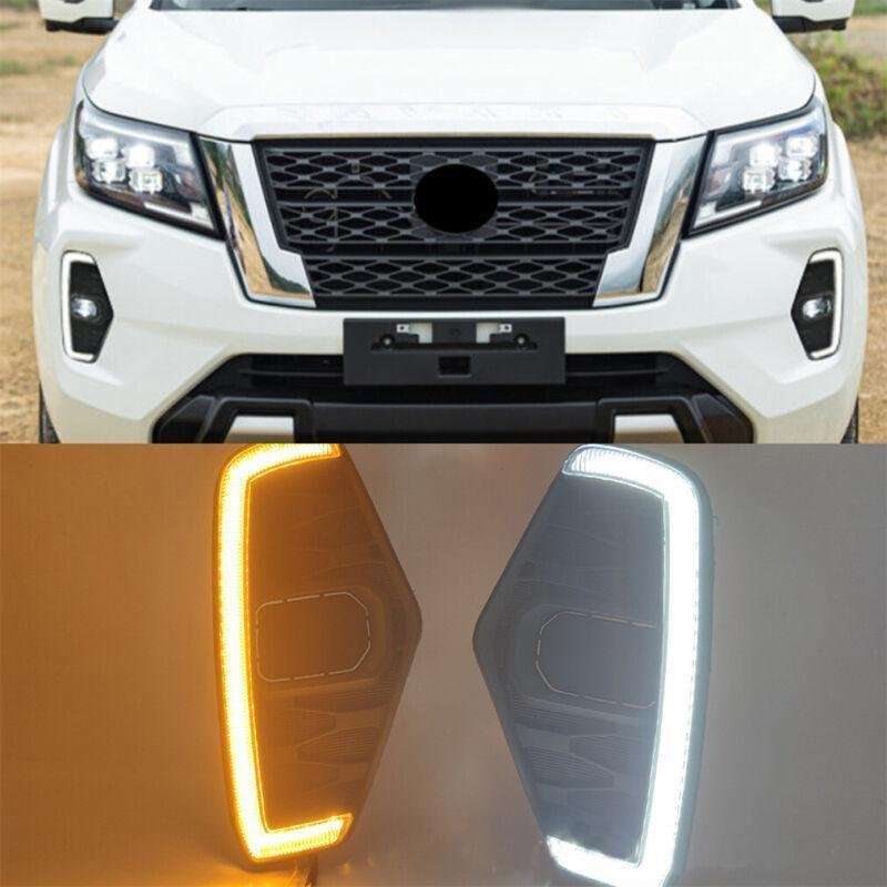 Pair Daytime Running Light LED Fog Head Lamp DRL For Navara NP300 20-21