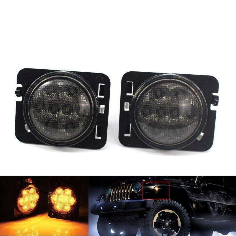 Eyebrow LED Smoke Lights LED Turn Signal Fender Side Fit For Jeep Wrangler 07-17