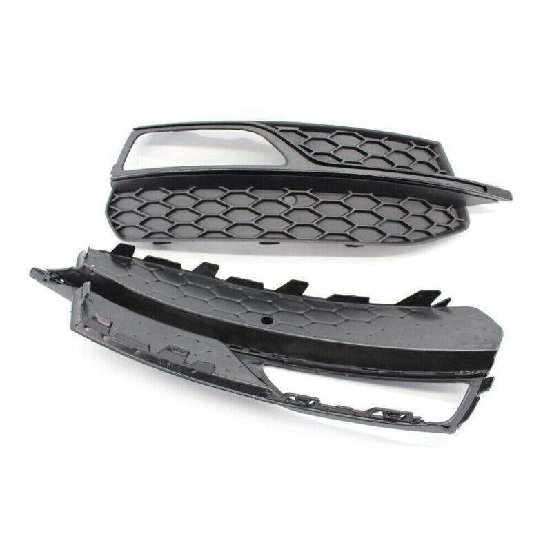 Fits Audi A3 S3 S-Line 14-16 Pair of Bumper Fog Light Black Grill Grille