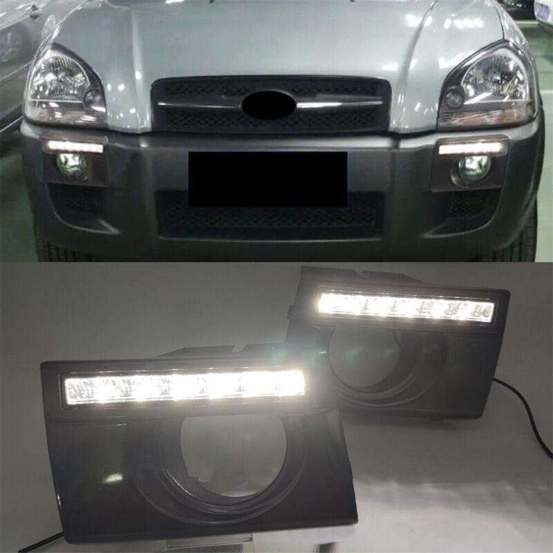 LED DRL Daytime Running Fog Light Lamps Fit For Hyundai Tucson 2005-2009