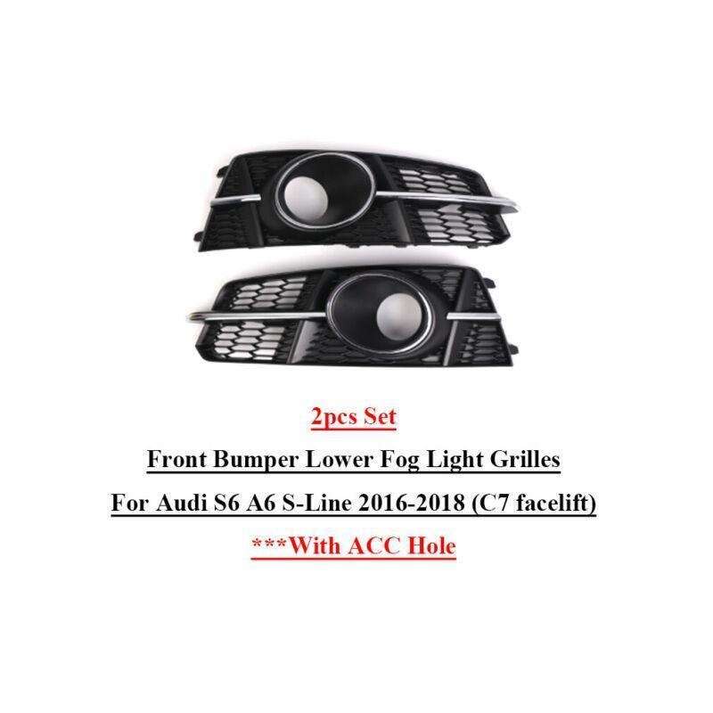 2pcs Set Front Bumper Lower Fog Light Grilles For Audi S6 A6 C7 S-Line 2016-2018