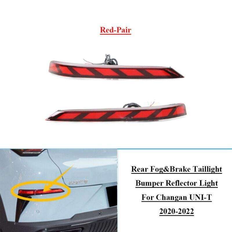 2x Red Rear Brake Taillight Bumper Reflector Lights For Changan UNI-T 2020-2022