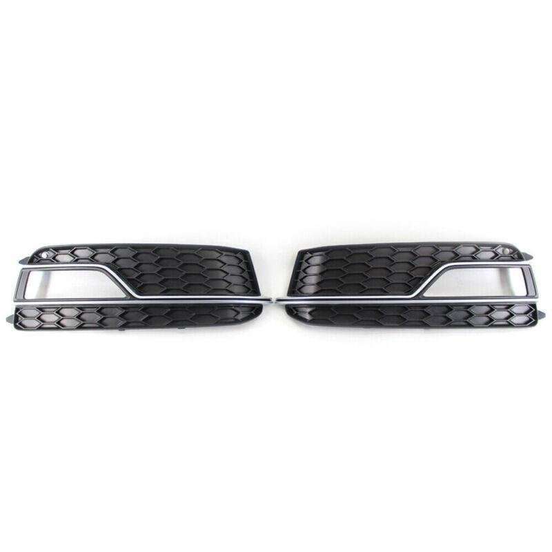 Pair Front Chrome Bumper Grill Fog Light Cover Set For AUDI A5 S-LINE 13-17