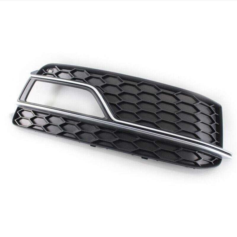 Pair Front Chrome Bumper Grill Fog Light Cover Set For AUDI A5 S-LINE 13-17