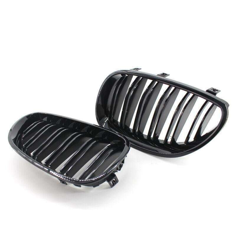 Front Gloss Black Double Slat Grilles Fit For BMW E60 E61 M5 5 Series 2003-2009