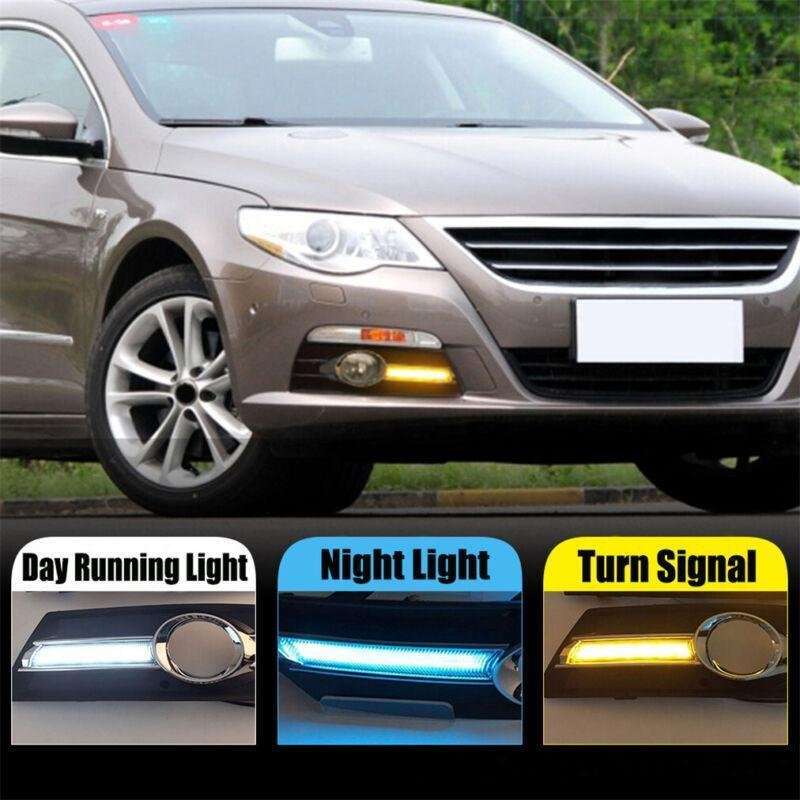Fit For Volkswagen CC 2010-2012 Pair Daytime Running Light LED Fog Head Lamp DRL