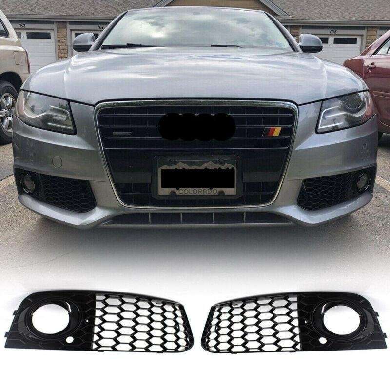 For 2009-11 AUDI A4 B8 BASE HONEYCOMB Front BUMPER FOG LIGHT GRILLE COVER BLACK