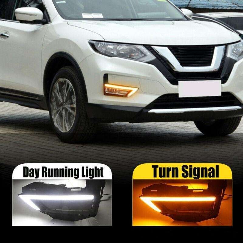 Pair Daytime Running Light LED Fog Head Lamp DRL For X-Trail 2017-2020