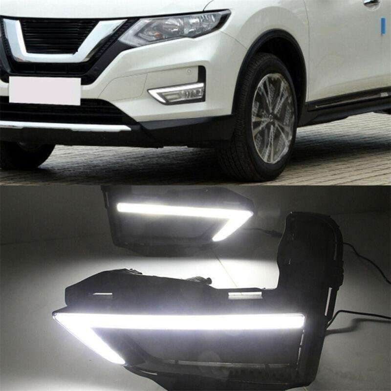 Pair Daytime Running Light LED Fog Head Lamp DRL For X-Trail 2017-2020