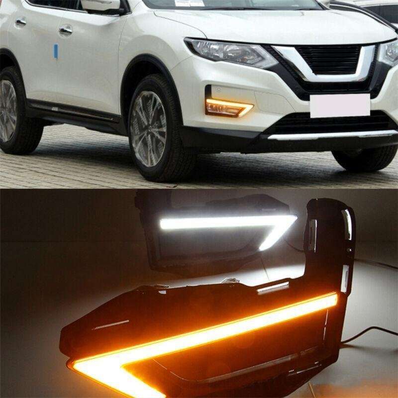 Pair Daytime Running Light LED Fog Head Lamp DRL For X-Trail 2017-2020