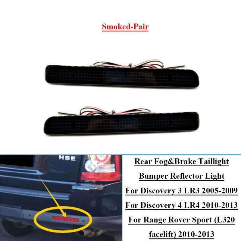 2x Smoked LED Rear Tail Bumper Reflector Lights For Land Rover Discovery LR3 LR4
