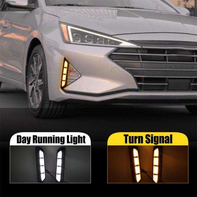 Pair Daytime Running Light LED Fog Head Lamp DRL For Hyundai Elantra 2019-2020