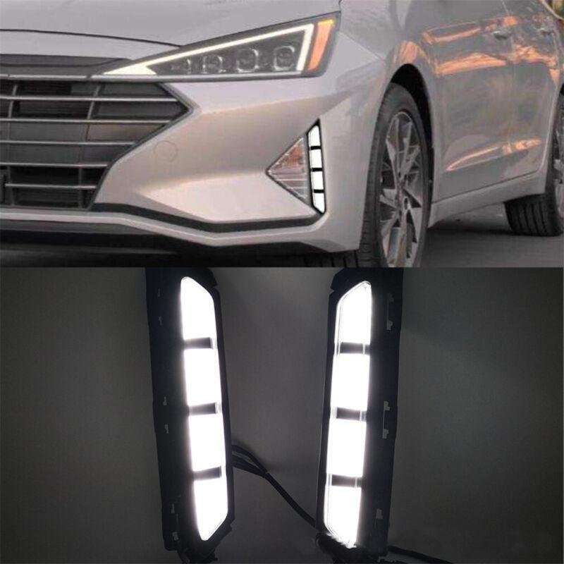 Pair Daytime Running Light LED Fog Head Lamp DRL For Hyundai Elantra 2019-2020