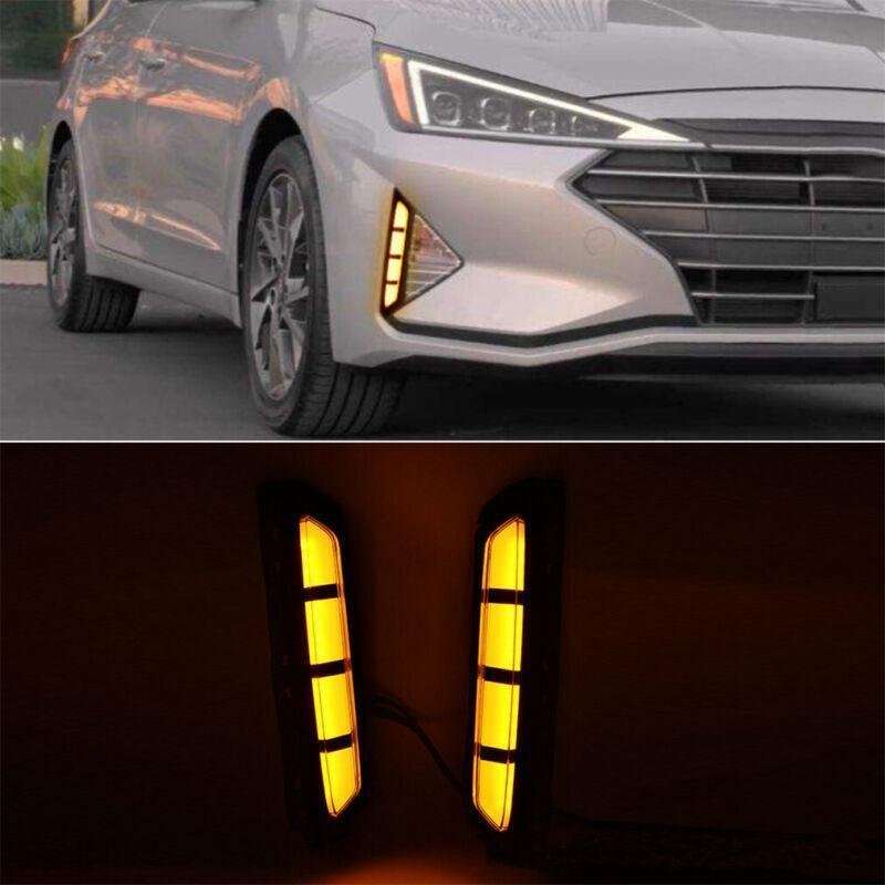 Pair Daytime Running Light LED Fog Head Lamp DRL For Hyundai Elantra 2019-2020