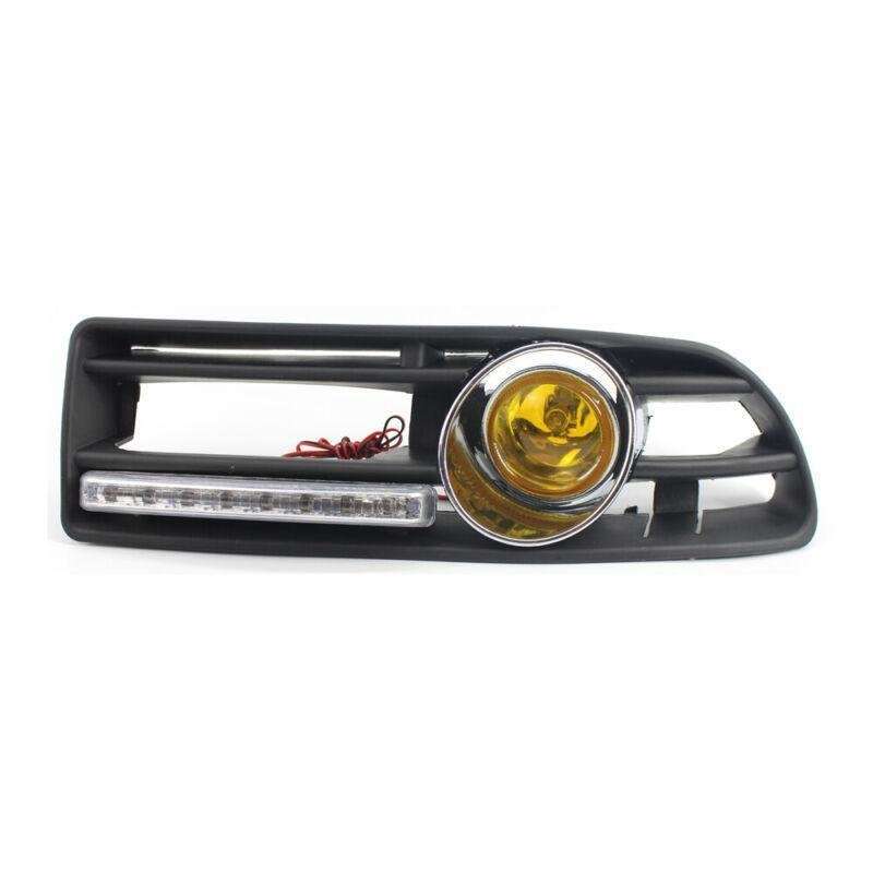 Car GRILLE Halogen FOG LIGHT Fit FOR VW JETTA BORA 99-04 LED DRL Yellow Lens