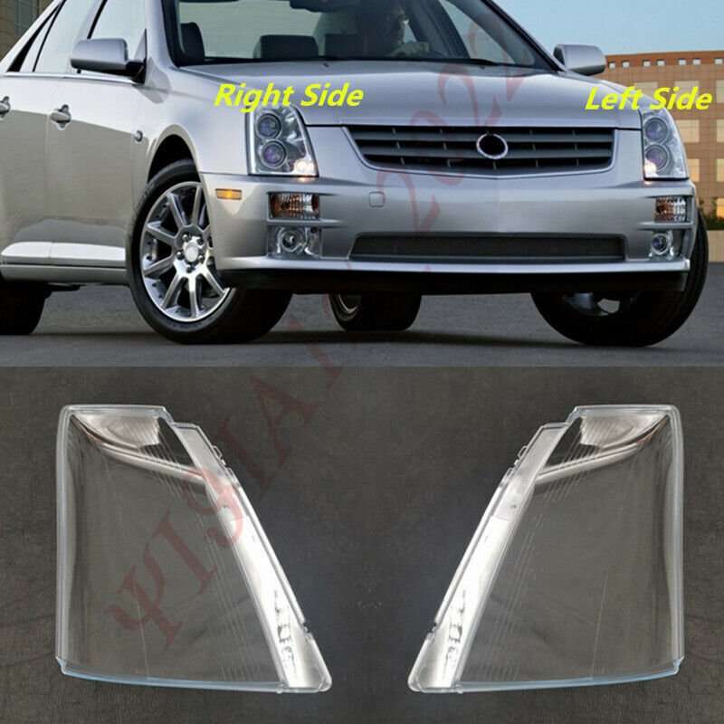 A Pair For Cadillac STS 2005-2011 Front Headlight Lens shell + Sealant Glue