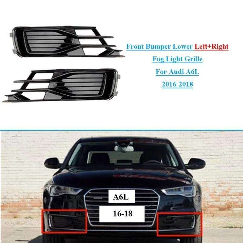 Front Bumper Lower Left+Right Fog Light Lamp Grille For Audi A6L 2016-2018