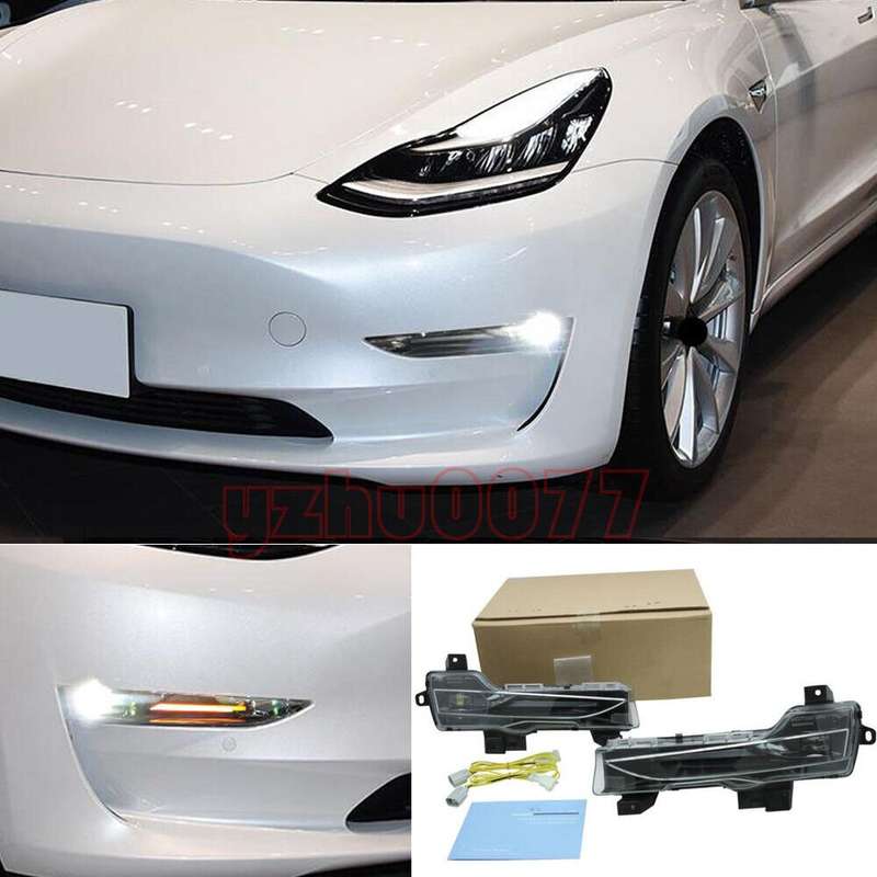 For 2017-2021 Tesla Model 3 LED Driving Lights Turn Signal Lights Fog Lights 2PC