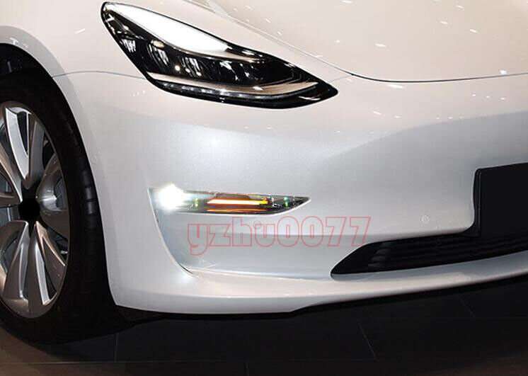 For 2017-2021 Tesla Model 3 LED Driving Lights Turn Signal Lights Fog Lights 2PC