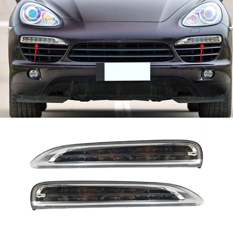 Pair Front Bumper Daytime Run Light Lamp LED DRL Fit For Porsche Cayenne 2011-14