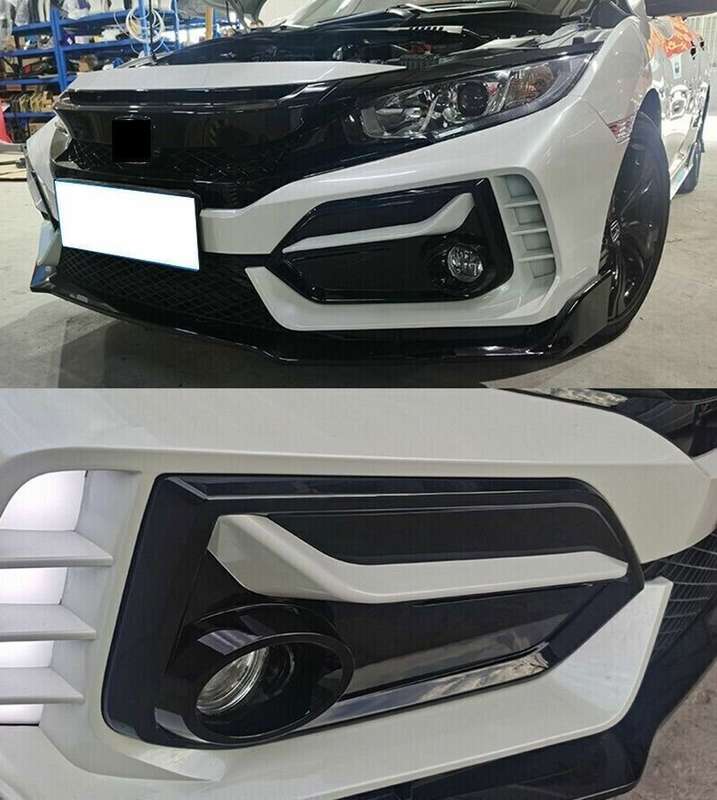 For Honda Civic Hatchback 2016-2021 Black+White Front Fog Light Lamp Frame Cover