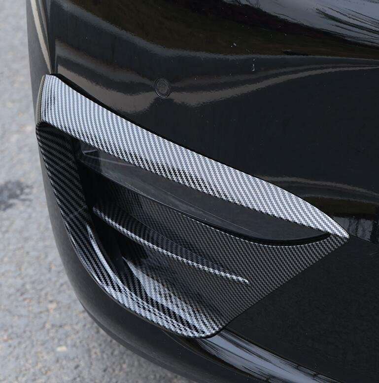 For Tesla Model Y 2020-2022 Carbon Fiber Front Fog Light Lamp Spoiler Cover Trim
