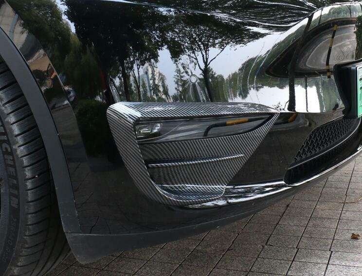 For Tesla Model Y 2020-2022 Carbon Fiber Front Fog Light Lamp Spoiler Cover Trim