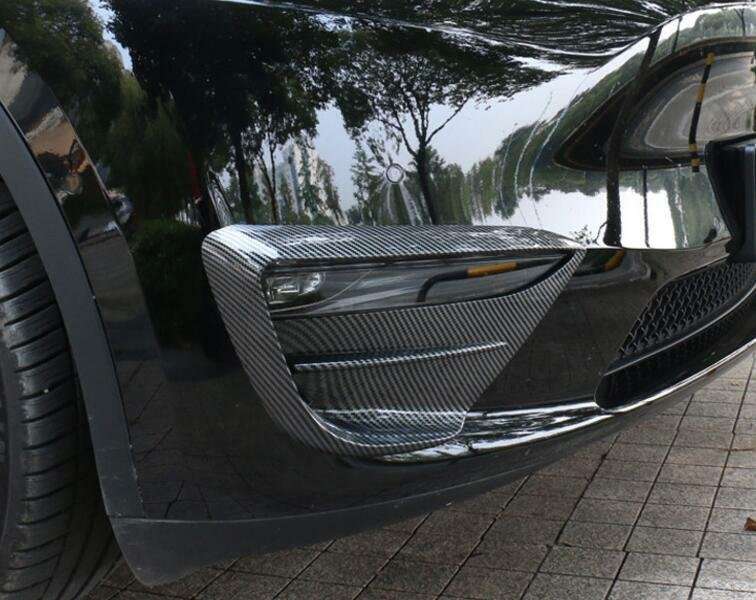 For Tesla Model Y 2020-2022 Carbon Fiber Front Fog Light Lamp Spoiler Cover Trim