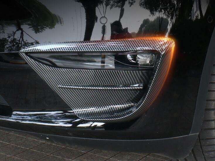 For Tesla Model Y 2020-2022 Carbon Fiber Front Fog Light Lamp Spoiler Cover Trim