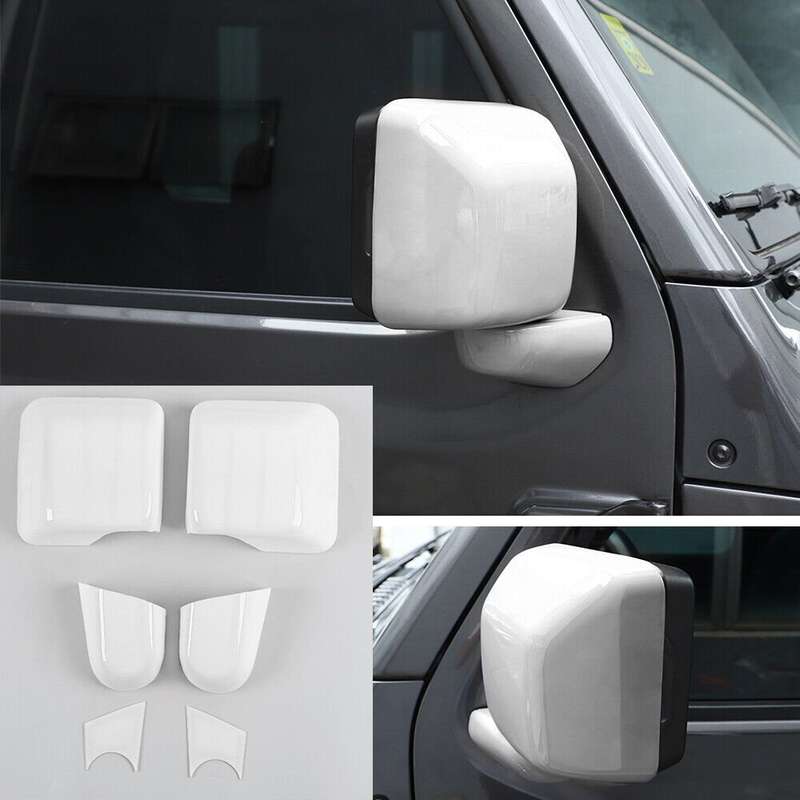Side Rearview Mirror &amp; Base Trim For Jeep Wrangler JL JT Gladiator 2018-22 White