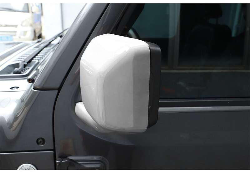 Side Rearview Mirror &amp; Base Trim For Jeep Wrangler JL JT Gladiator 2018-22 White