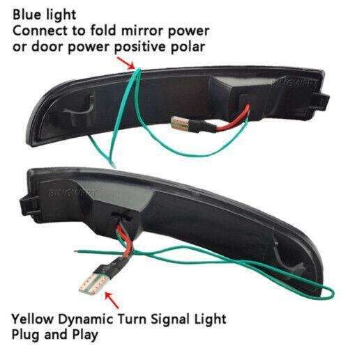Ford Escape Kuga 2013-2019 LED Rear View Mirror Light Turn Signal Blue &amp; Amber