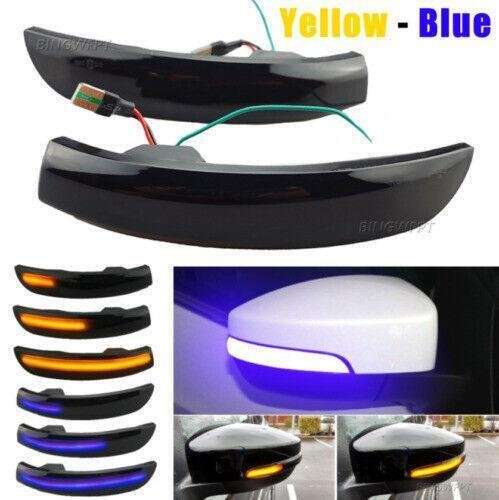 Ford Escape Kuga 2013-2019 LED Rear View Mirror Light Turn Signal Blue &amp; Amber