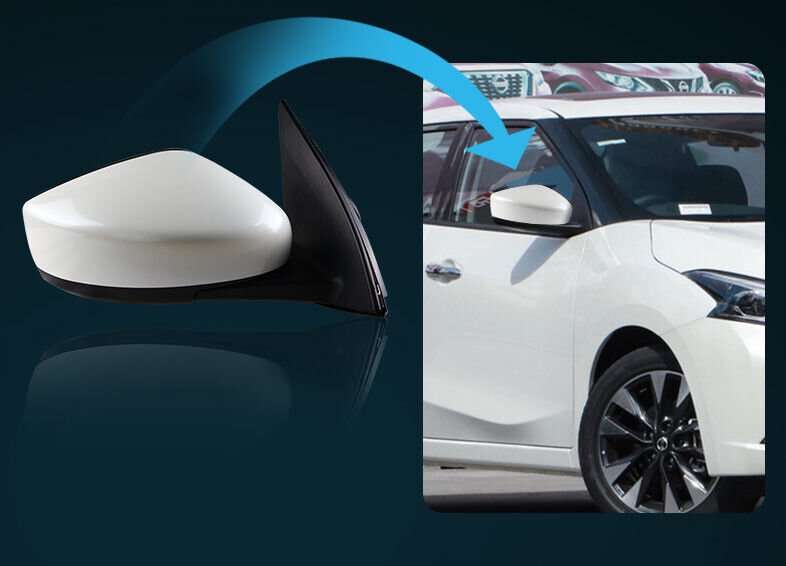 Side View Mirror Assembly 3 Pins White Right Side For 2015-2019 Nissan Sylphy