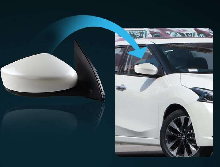 Side View Mirror Assembly 7 Pins White Right Side For 2015-2019 Nissan Sylphy