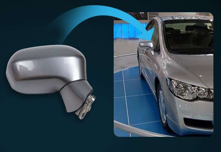 Side View Mirror Assembly 3 Pins Silver Right Side For 2006-2011 Honda Civic