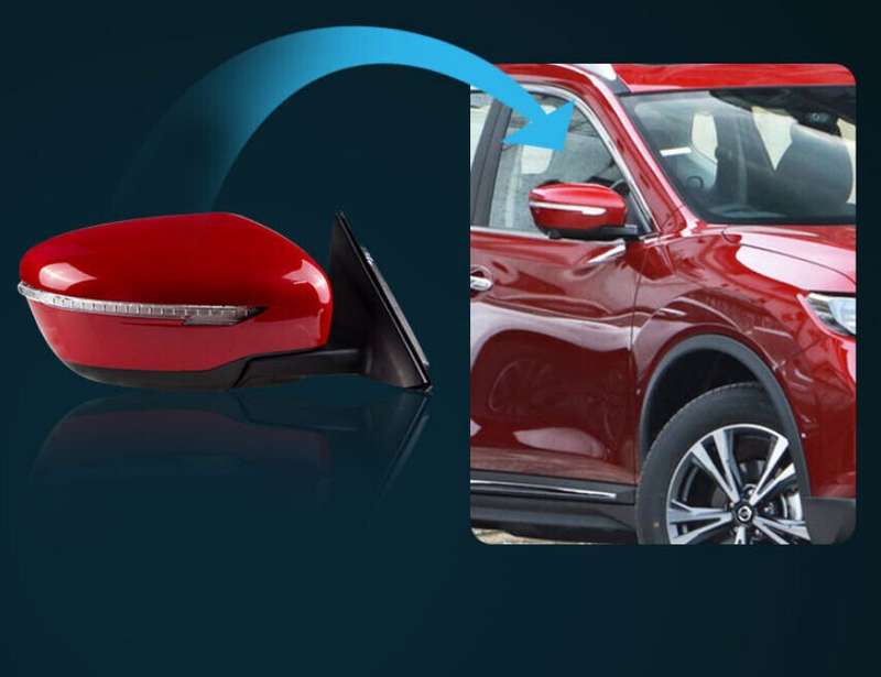 Side View Mirror Assembly 7 Pins Red Right For 2014-2019 Nissan X-trail Rogue