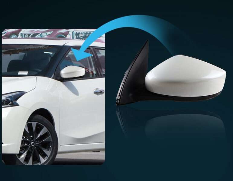 Side View Mirror Assembly 5 Pins White Left Side For 2015-2019 Nissan Sylphy