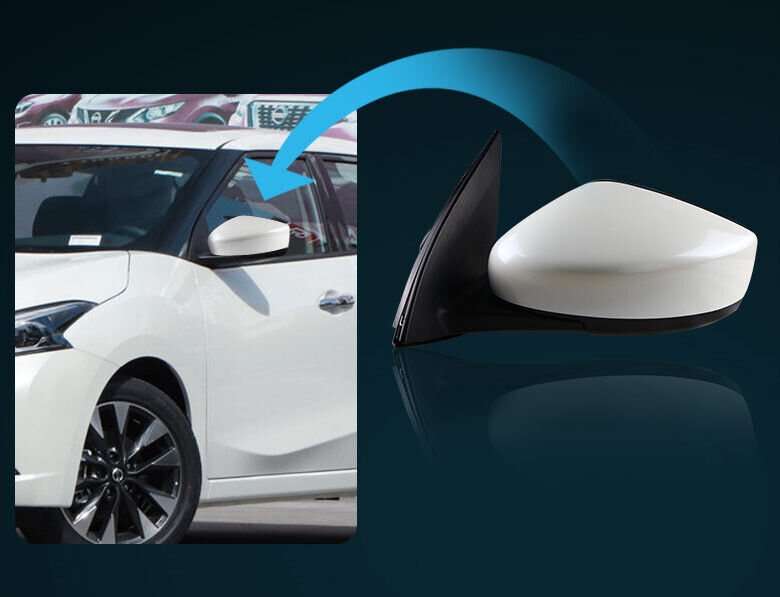 Side View Mirror Assembly 7 Pins White Left Side For 2015-2019 Nissan Sylphy