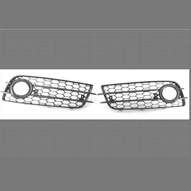 Front Bumper Fog Light Chrome Grille Cover For Audi A4 B8 S-Line S4 Bumper 08-12
